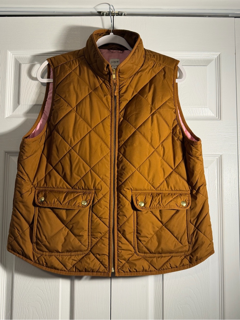 J. Crew Quilted Puffer Vest in Camel Brown